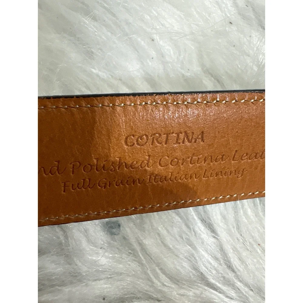Trafalgar Cortina Burgundy Hand Polished Leather Belt Brass Buckle 36